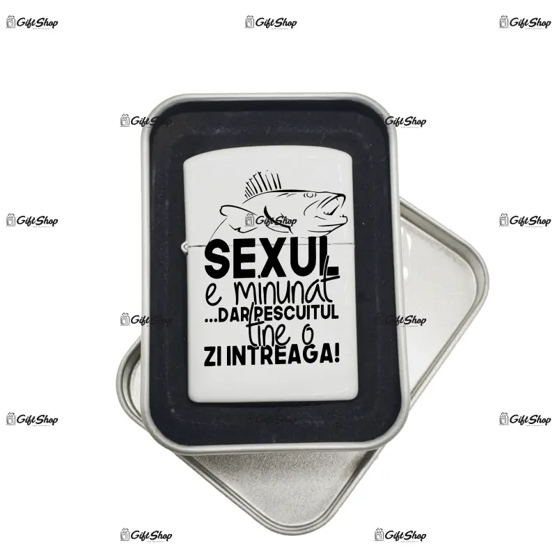 Sexul e minunat dar..., bricheta metalica gravata laser cu mesaj